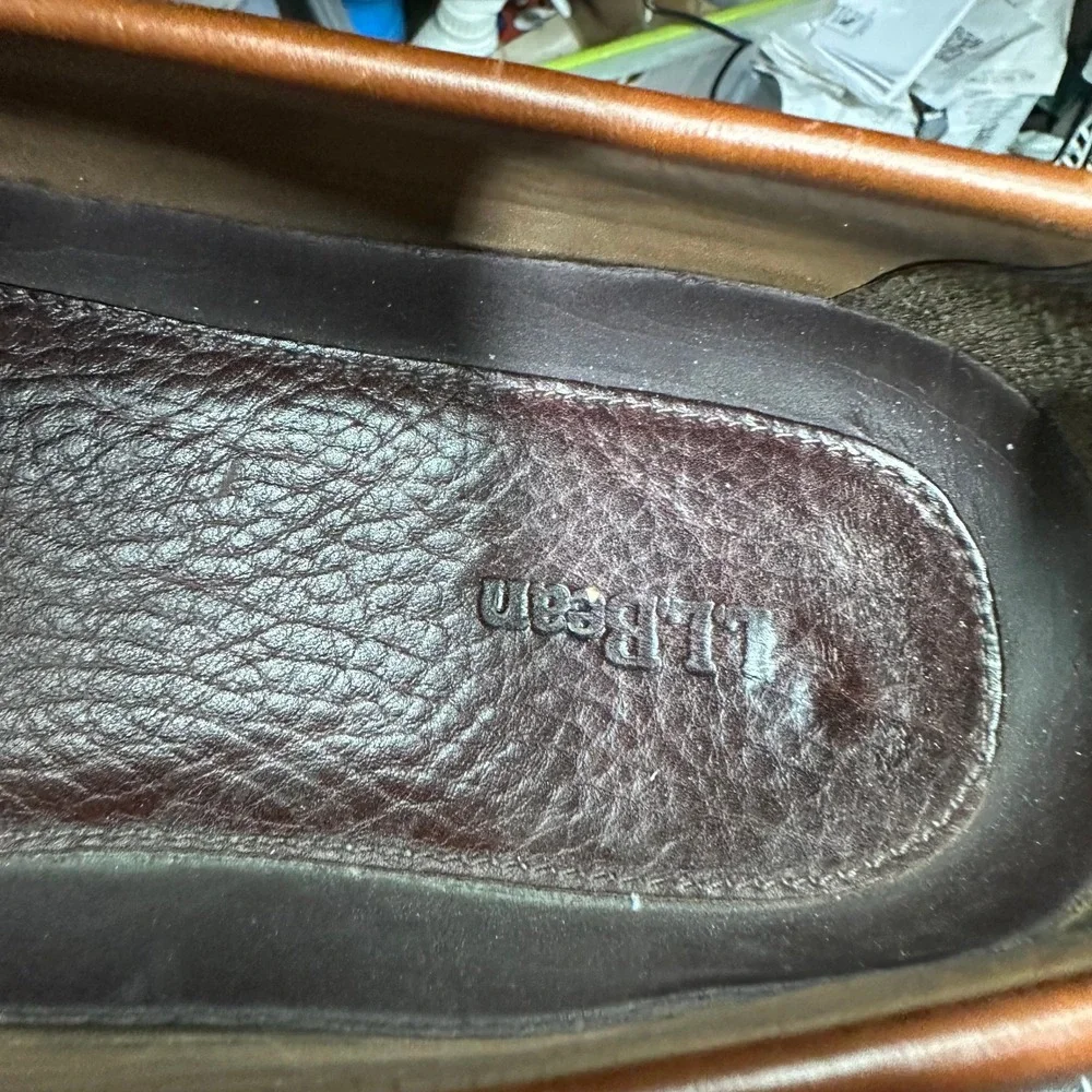 L.L. Bean Allagash Penny Loafers Bison Leather Lug Soles Moc Men Sz 11.5D